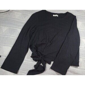 Madewell Black Tie Front Long Sleeve‎ Top Women’s Small Minimalist Workwear S